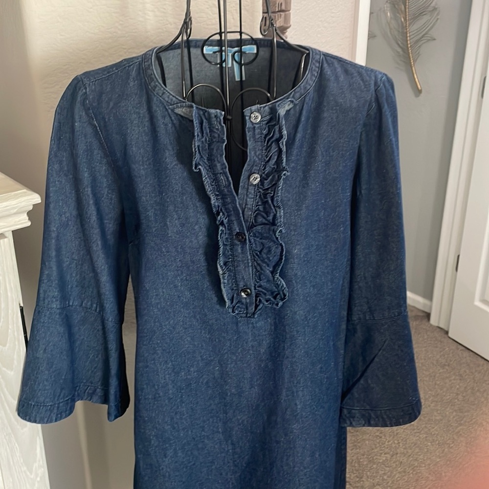 Draper James Chambray Ruffle Shift - image 2